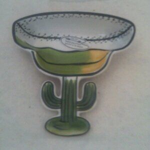 Margarita Glass Shaped Serving Dish Cactus Bowl Dips Clay Art